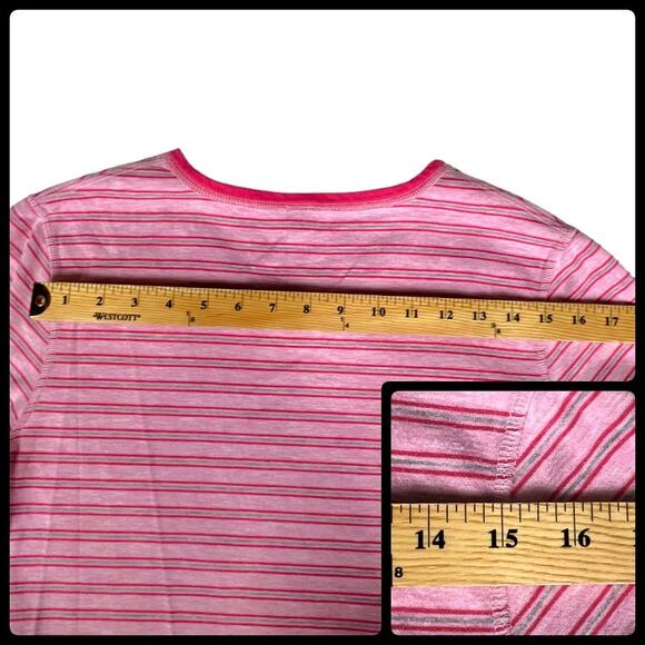 Sonoma Striped Mid Weight Short Sleeve Sleep Tee Shirt Size L Blue Gray Yellow - Picture 7 of 11